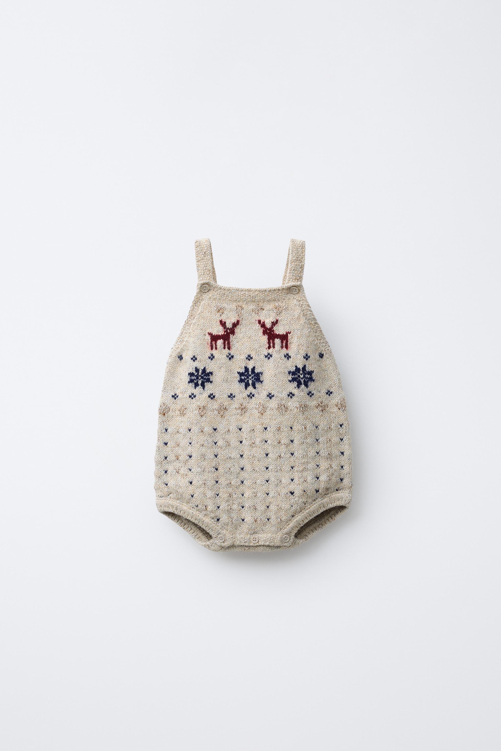 KNITTED STAR AND REINDEER ROMPER
